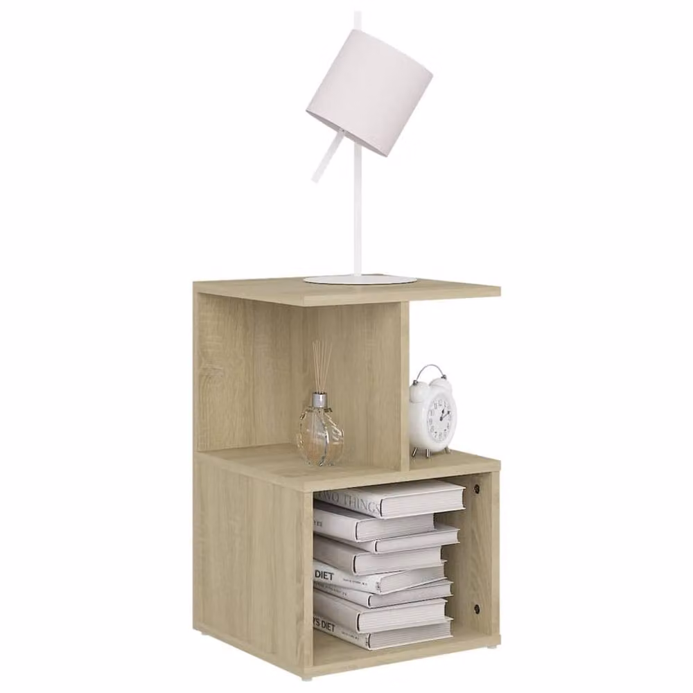 Berkfield Home Set of 2 Sonoma Oak Bedside Cabinets in Light Tan, W/D/H: 35 x 35 x 55 cm – 3