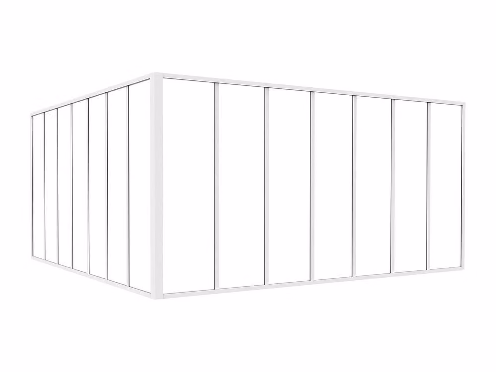 Vente-unique Corner Studio Glass Panelling in Powder-Coated Aluminium, White, W: 210 cm, L: 210 cm – 1