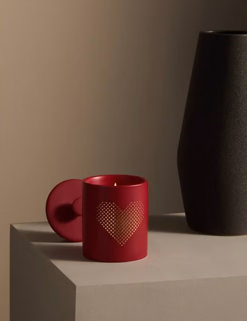 M&S X Kelly Hoppen Love Red Mix Decorative Scented Ceramic Votive Candle with Floral and Fruity Notes