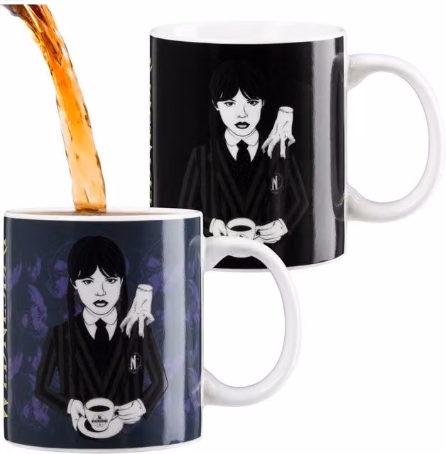 Wednesday Heat Changing Ceramic Mug in Multicolour and Black, 312ml – 7