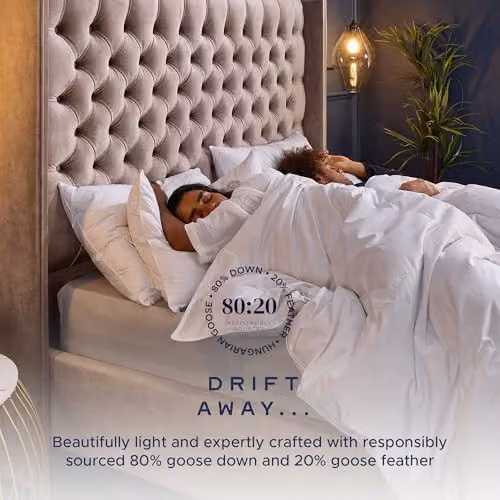 Snuggledown Retreat Hungarian Goose Down All-Year Round 10.5 Tog Duvet, White, W/D/H: 200 x 200 cm – 2