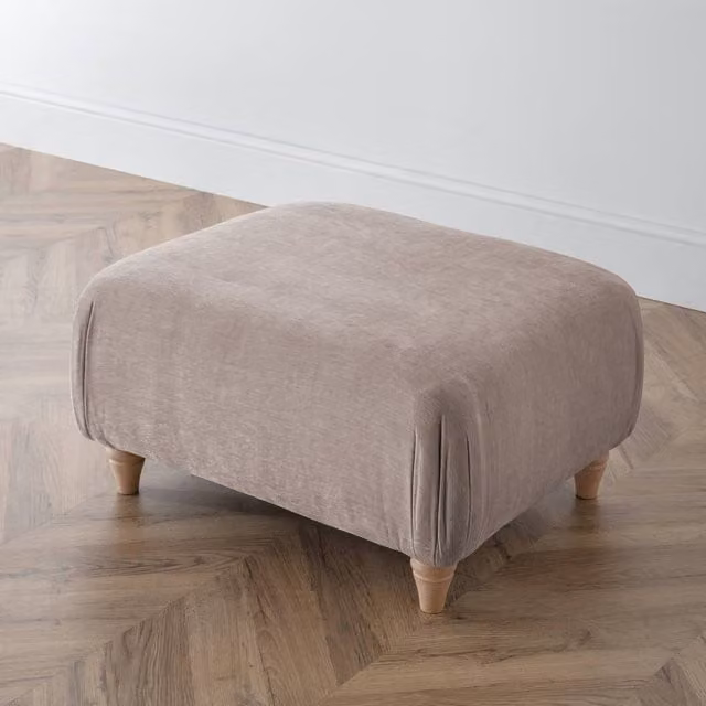 The Great Sofa Company Ezra Textured Velvet Footstool in Taupe