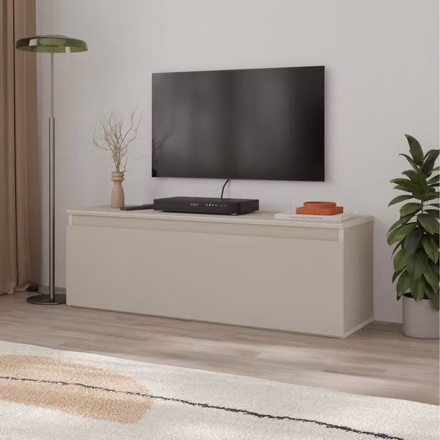 Decortie Modern 120cm TV Stand with Soft-Close Drop-Down Door in Sandstone Beige