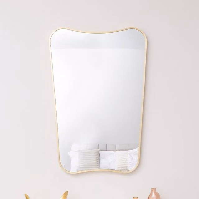 Melody Maison Gold Asymmetrical Metal Framed Wall Mirror, W: 54 cm, H: 80 cm