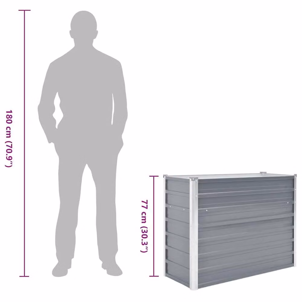 Berkfield Home Garden Galvanised Steel Raised Bed, Grey, W: 100 cm, D: 40 cm, H: 77 cm – 3