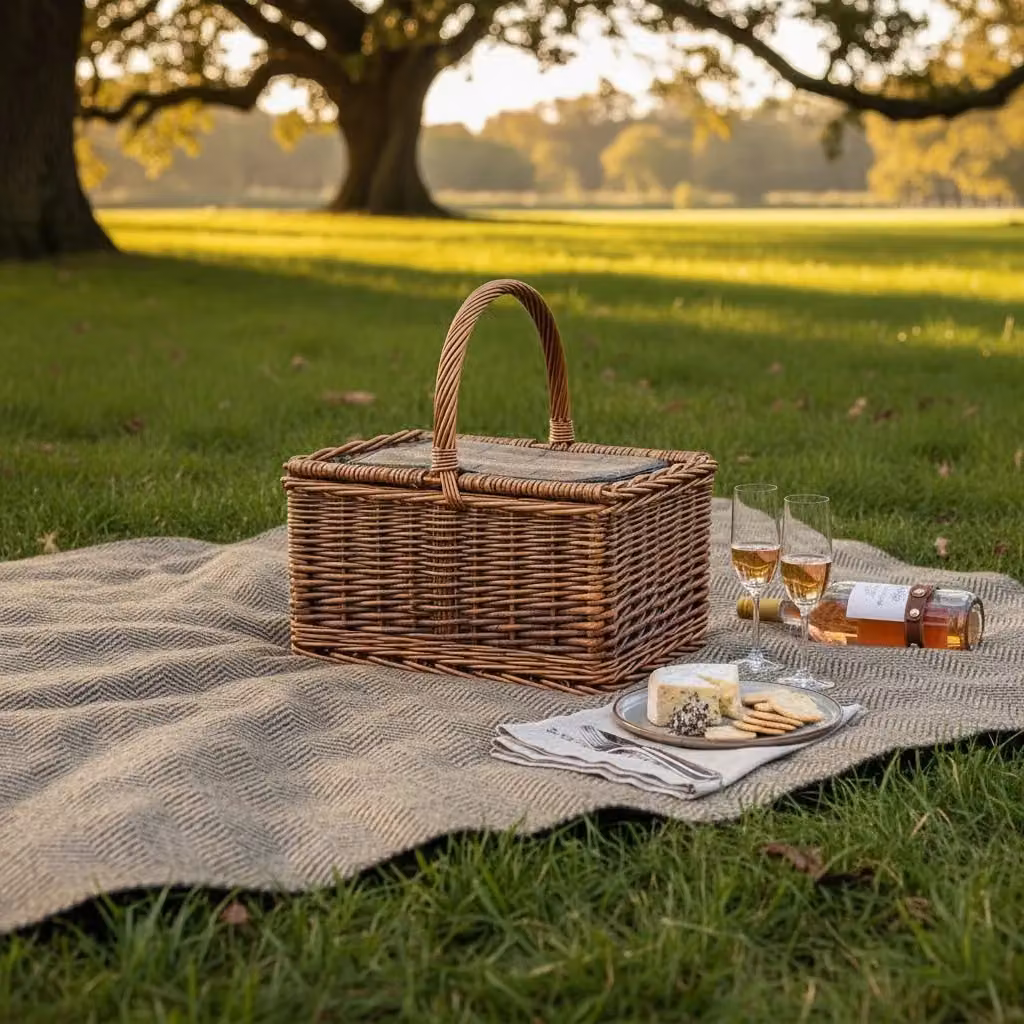 Red Hamper Deluxe Wicker Butchers Picnic Basket with Fitted Cooler in Brown and Red – 2