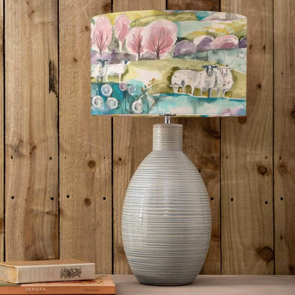 Voyage Maison Epona Ceramic Table Lamp with Buttermere Eva Blue Fabric Cylinder Lampshade – 2