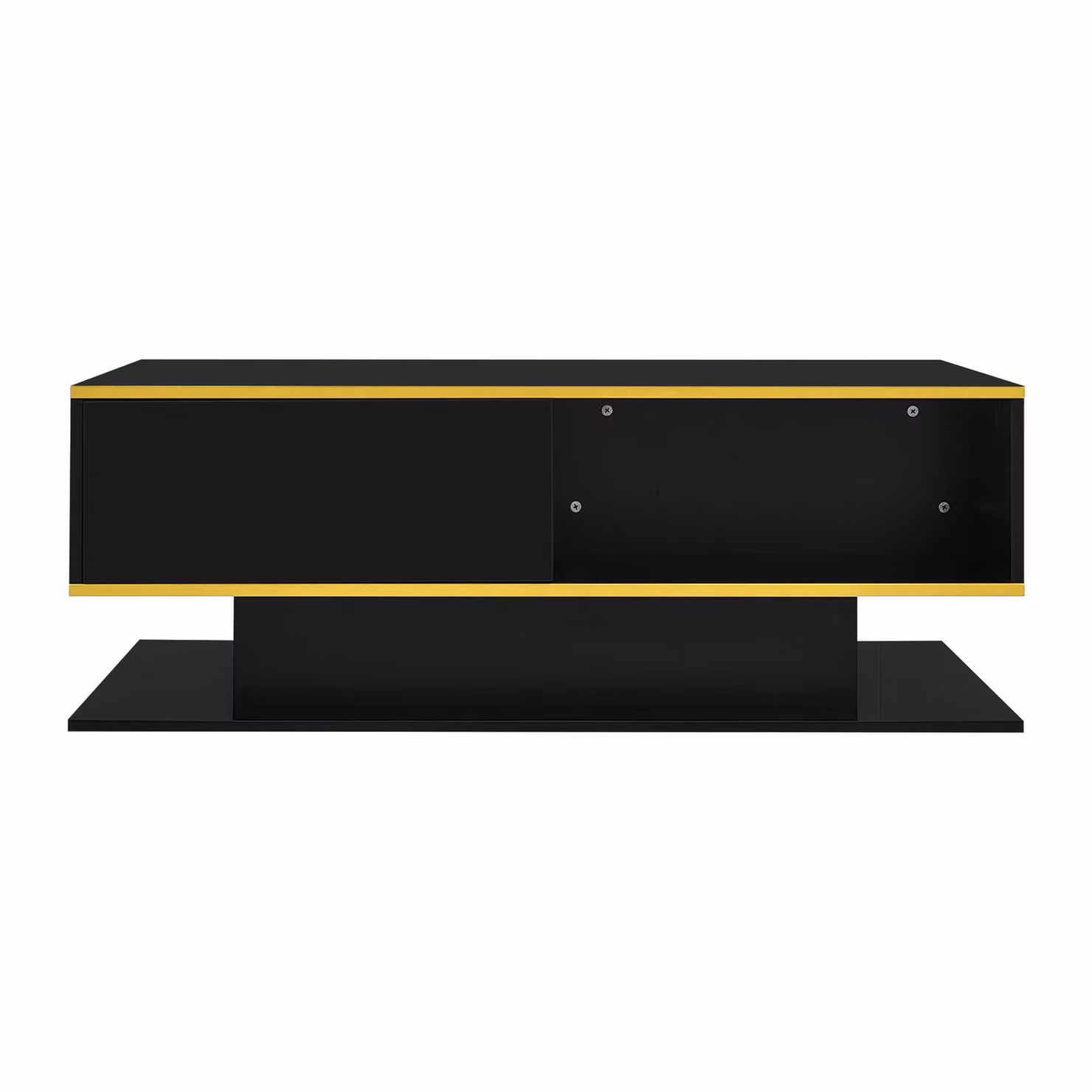 Aosom Modern LED Coffee Table with USB-Powered Colour-Changing Light Strip and 3 Drawers, Black, W: 100 cm, D: 50 cm, H: 40 cm – 2