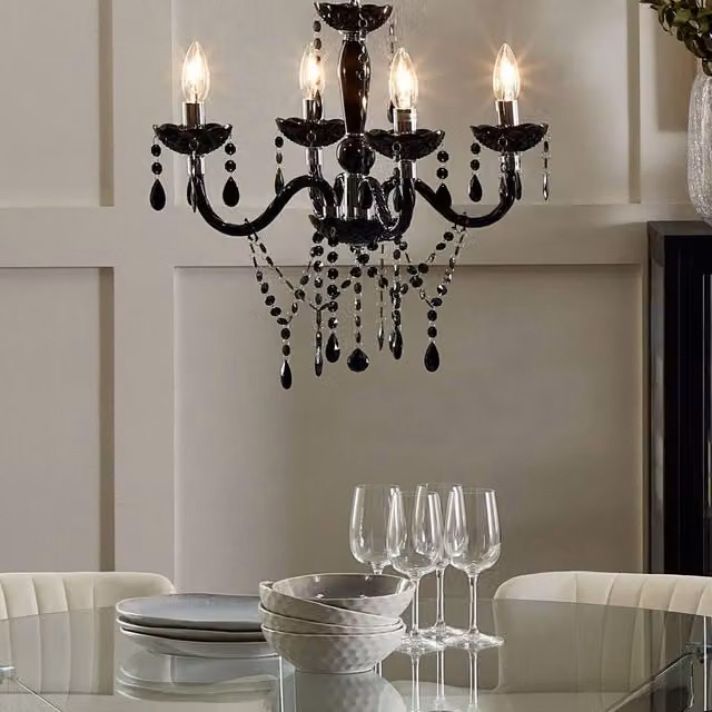 Wyld and Coco Black Crystal 4-Light Glamour Chandelier – 1