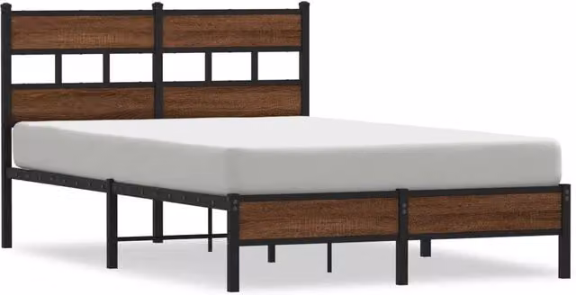 Berkfield Home Small Double Bed Frame in Brown Oak, W/D/H: 120 x 200 cm – 1