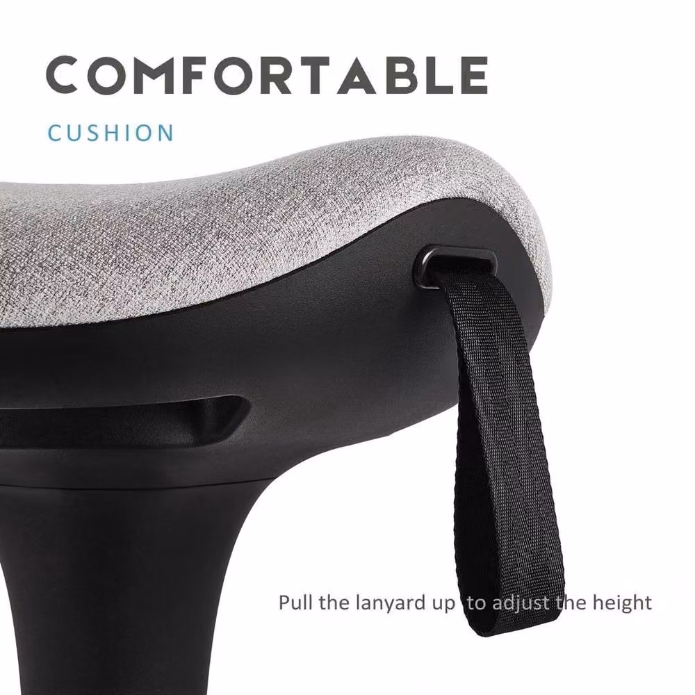 FORGEVIO Grey Fabric Adjustable Height Bar Stool – 4