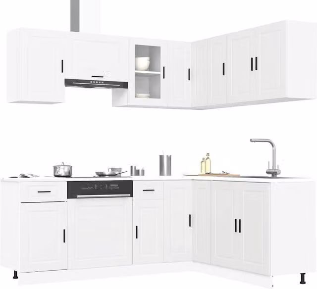 Berkfield Home Porto 11 Piece Modern Kitchen Cabinet Set in White Matt Engineered Wood