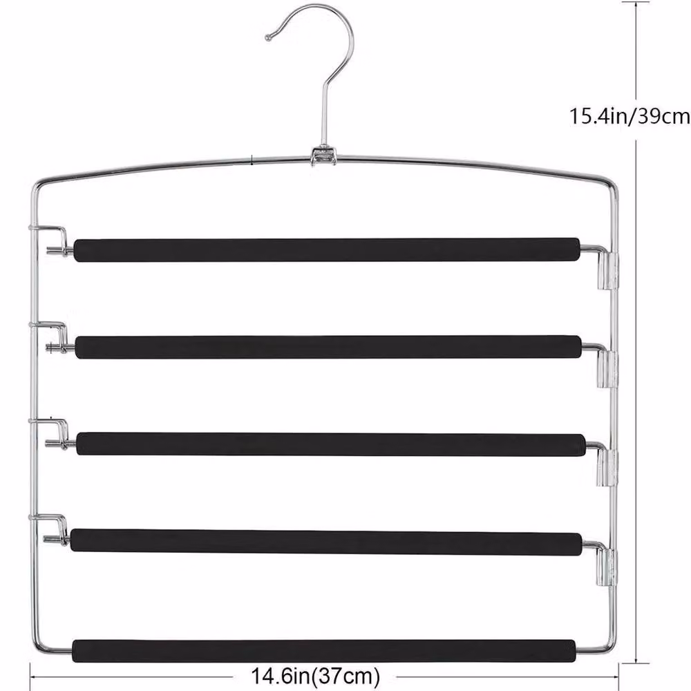 EONLION 2-Pack Non-Slip Metal Trouser Hangers in Silver, Width: 100 cm – 2