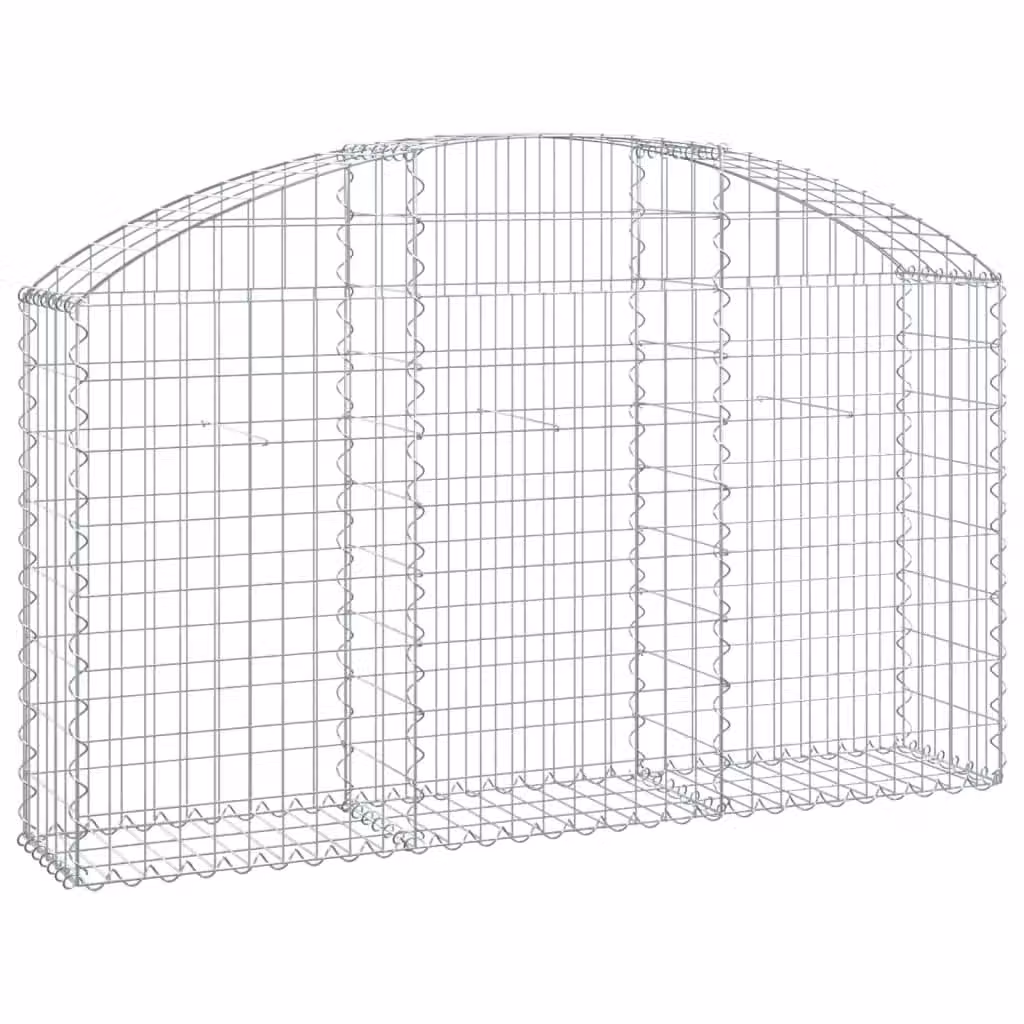 Berkfield Home Arched Gabion Basket in Silver Galvanised Steel, W: 150 cm, D: 30 cm, H: 80-100 cm – 2