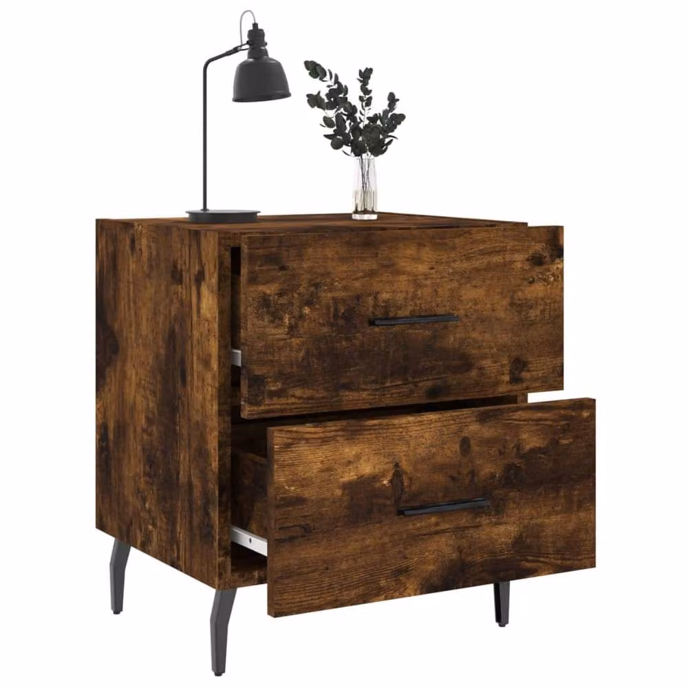 Berkfield Home Modern Bedside Cabinets, 2 Piece Set in Smoked Oak Brown, W/D/H: 40 x 35 x 47.5 cm – 3