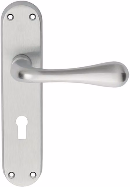 Loops Pair of Smooth Round Bar Handles with Lock Backplate in Satin Chrome, 185 x 40 mm