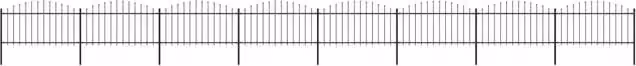 Berkfield Home Black Steel Palisade Garden Fence with Spear Top, W/D/H: 13.6 x 1.25-1.5 x 1.7 m