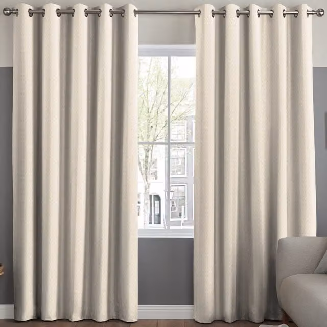 Simply Collection Blackout Fabric Panel Curtain in Beige with Eyelets