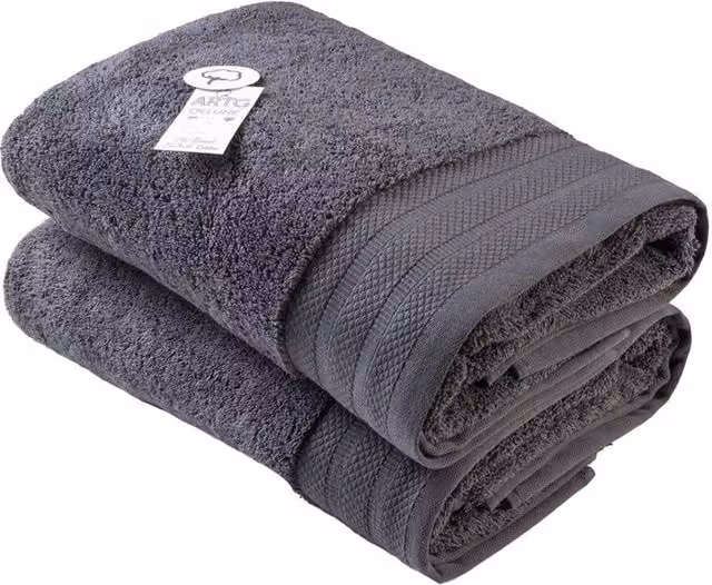ARTG Excellent Deluxe Cotton Terry Bath Towel in Grey with Border – 1