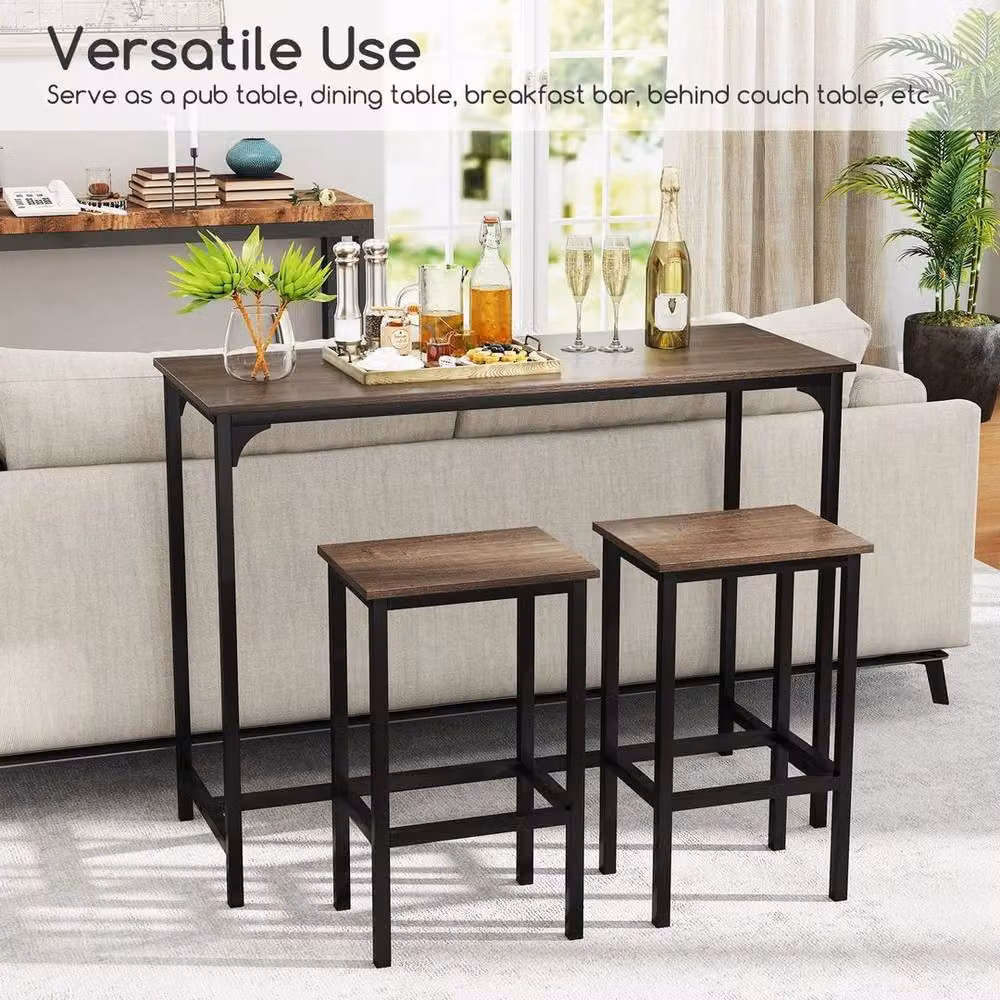 Kelvenix 3-Piece Grey Dining Table and Chairs Set – 3