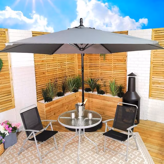 Samuel Alexander Grey Cantilever Parasol with UV Protection and Crank Handle