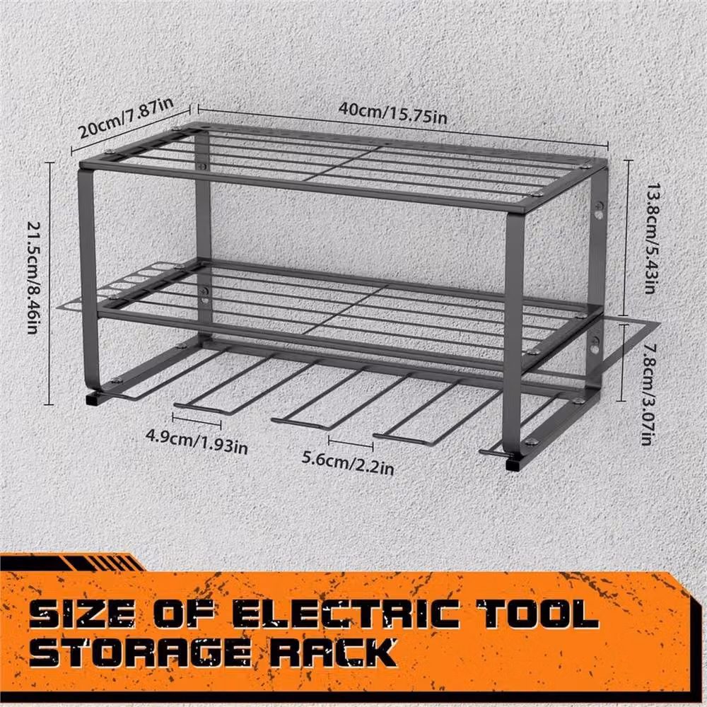 Nordara Wall Mounted Power Tool Organizer and Drill Holder Storage Rack, Black – 3