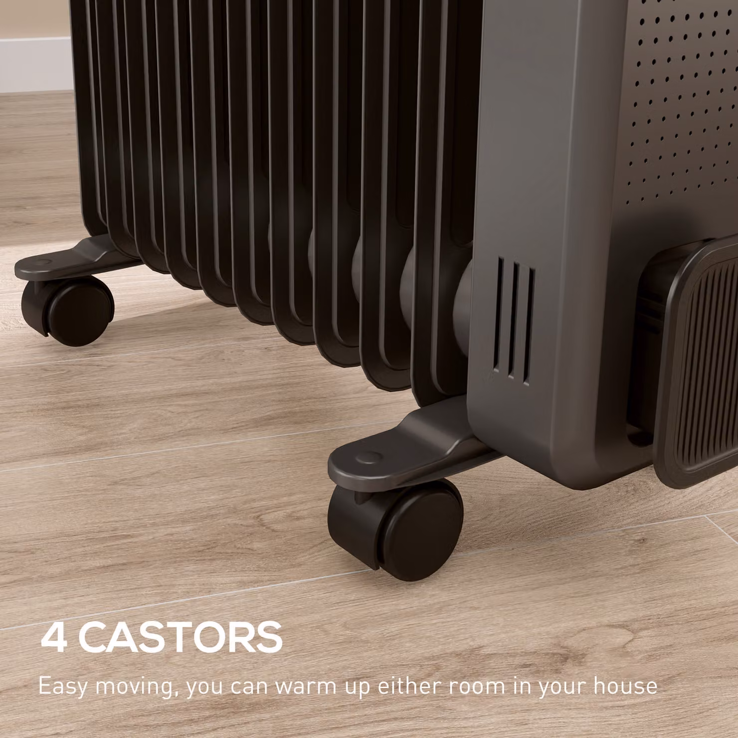 HOMCOM 2500W Oil Filled Radiator with 11 Fins and 3 Heat Settings in Grey – 7