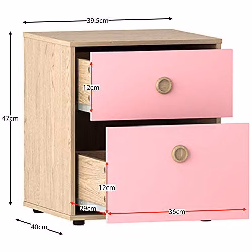 Junior Vida Neptune 4 Piece Childrens Bedroom Furniture Set in Pink and Oak – 2