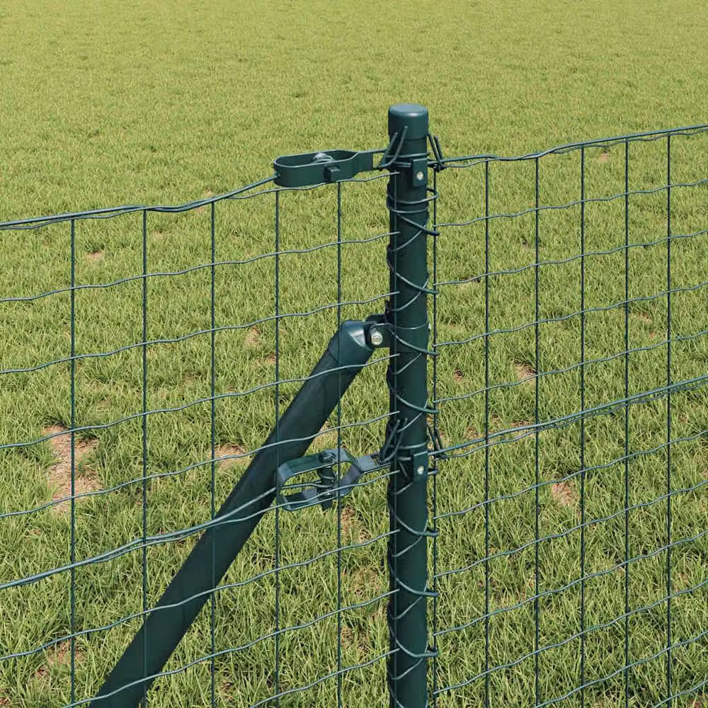 Berkfield Home Euro Fence with 7 Posts, Green Galvanised Steel, W: 10 m, H: 0.6 m – 3