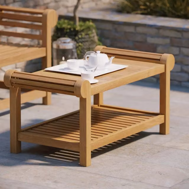 Eterna Classic Teak Coffee Table in Brown, H 45 cm x L 130 cm