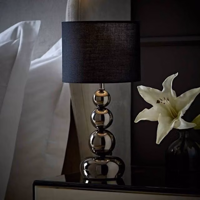 FORGEVIO Modern Metal Ball Design Table Lamp in Black Chrome