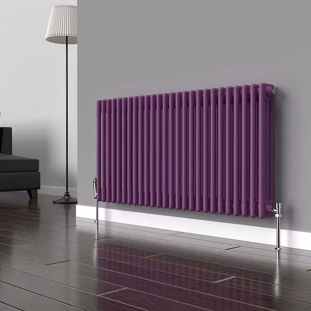 Lux Heat Horizontal Column Radiator in Pretty Plum Purple, W: 119 cm, H: 60 cm
