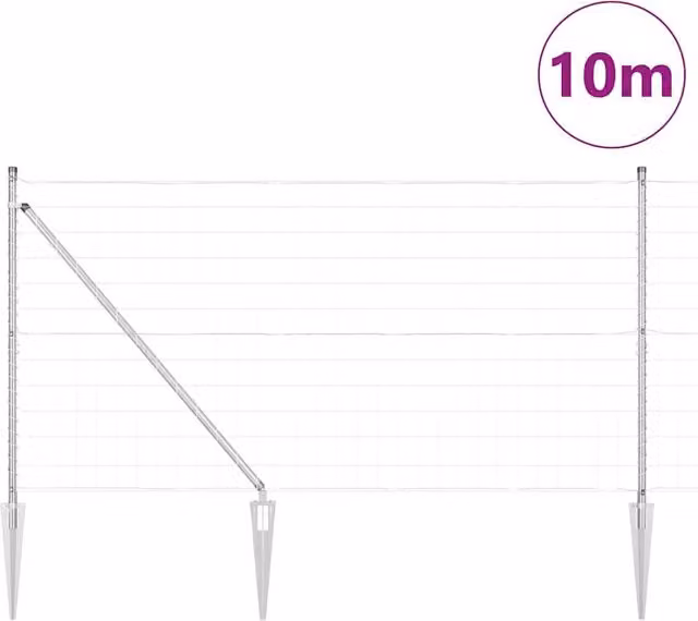 Berkfield Home Versatile Euro Fence with 7 Spike Posts, Galvanised Steel, Silver, H: 120 cm, W: 10 m