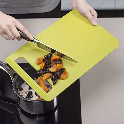 Zeal Straight to Pan Slim Kitchen Chopping Board, Large, Lime Green, W/D/H: 33.5 x 22.5 x 2 cm – 3