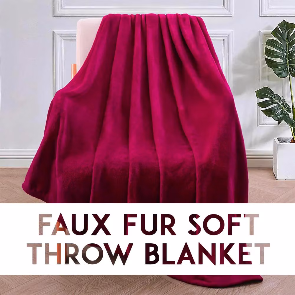 Alivio Purple Faux Fur Throw Blanket, W: 150 cm, D: 200 cm – 6