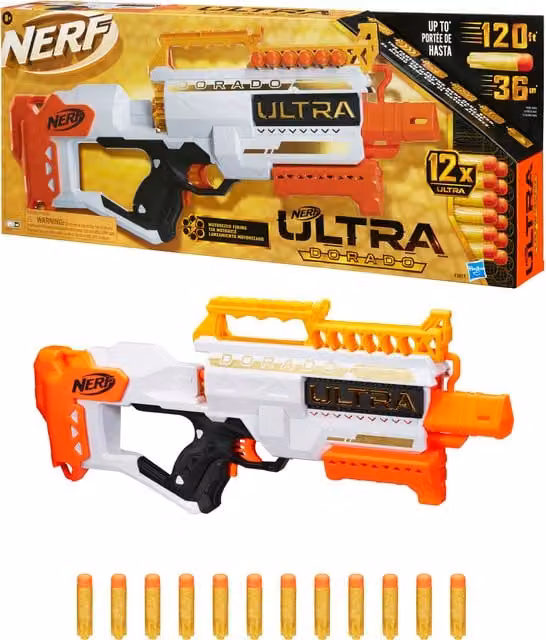 Hasbro Nerf Ultra Dorado Dart Blaster in Orange and Gold