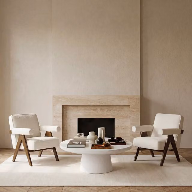 LPD Home Ember Armchair in White and Green Bouclé Fabric