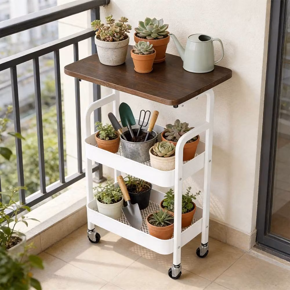 Nordara 3-Tier Rolling Storage Trolley Cart in White – 4