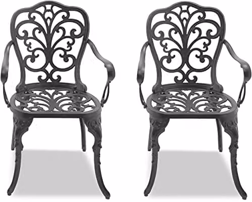 Centurion Supports Bangui 2-Piece Large Garden and Patio Chairs with Armrests in Matt Grey Powder Coated Aluminium – 2