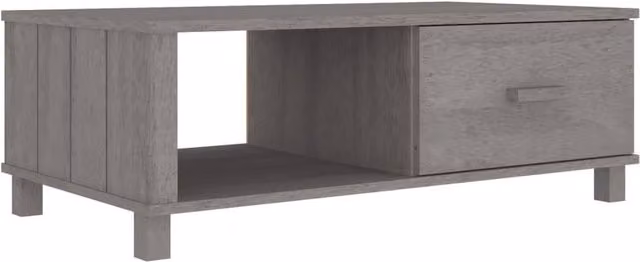 Berkfield Home HAMAR Coffee Table, Light Grey Solid Pine Wood, W/D/H: 100 x 55 x 35 cm