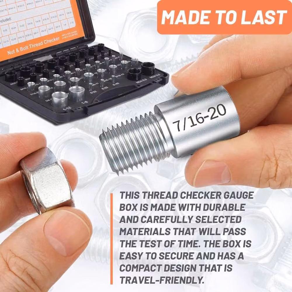 FLAVORA 44-Piece Thread Checker Gauge Set in Black – 3