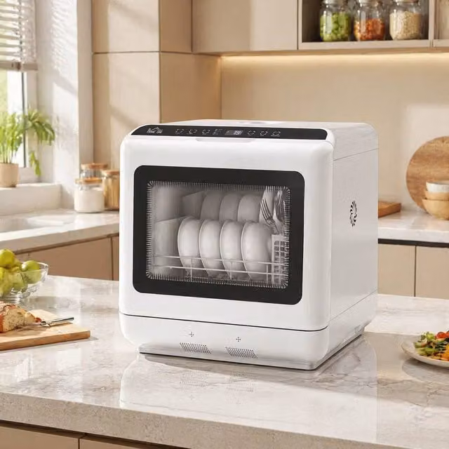 STILVORA White Countertop Dishwasher with 6L Tank Capacity – 1