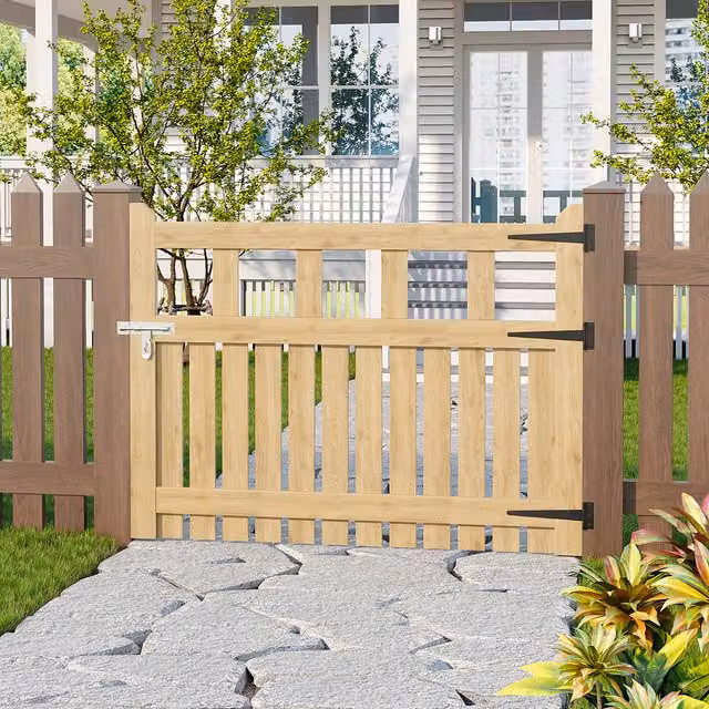 Lifeideas Wooden Garden Gate with Door Bolt in Brown and Yellow, W: 90 cm
