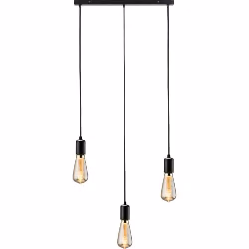 Netlighting Knightsbridge Calla Contemporary 3 Light Bar Pendant, Matt Black