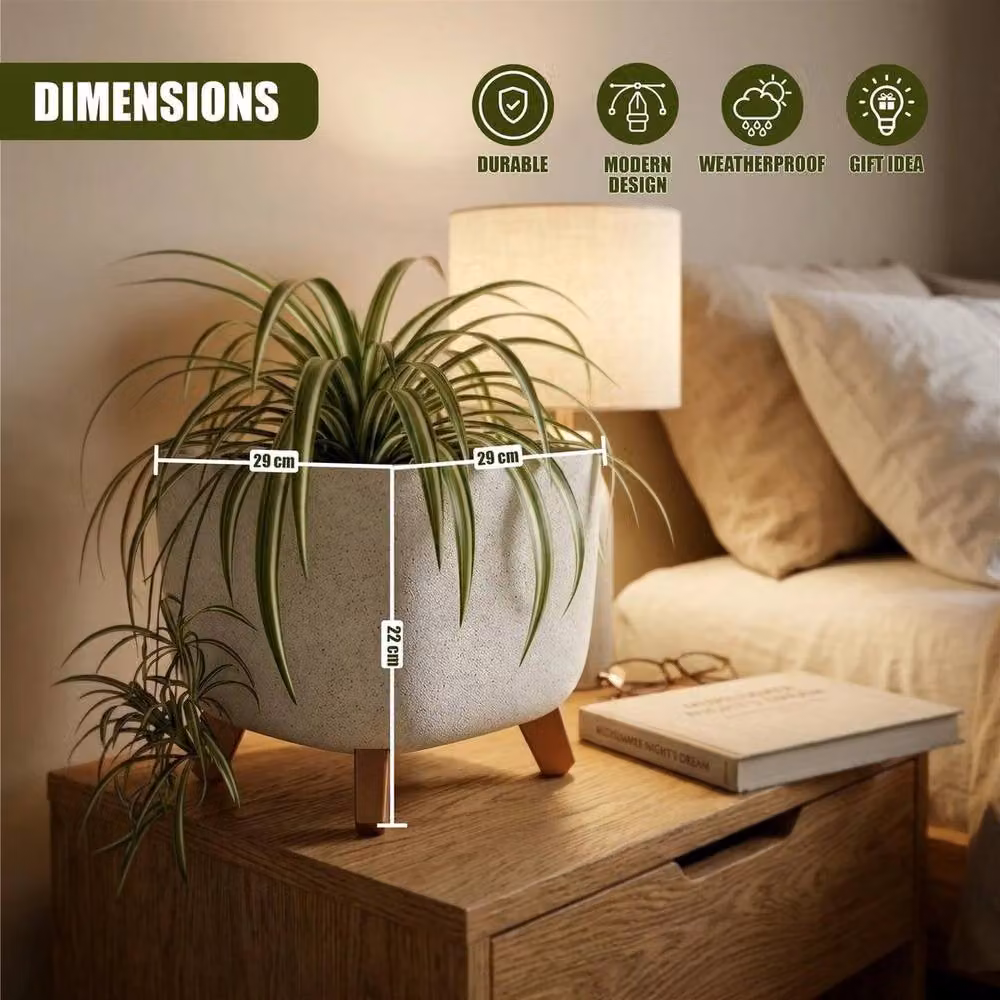 Kelvenix White Stone Planter with Legs and Water Reservoir – 2