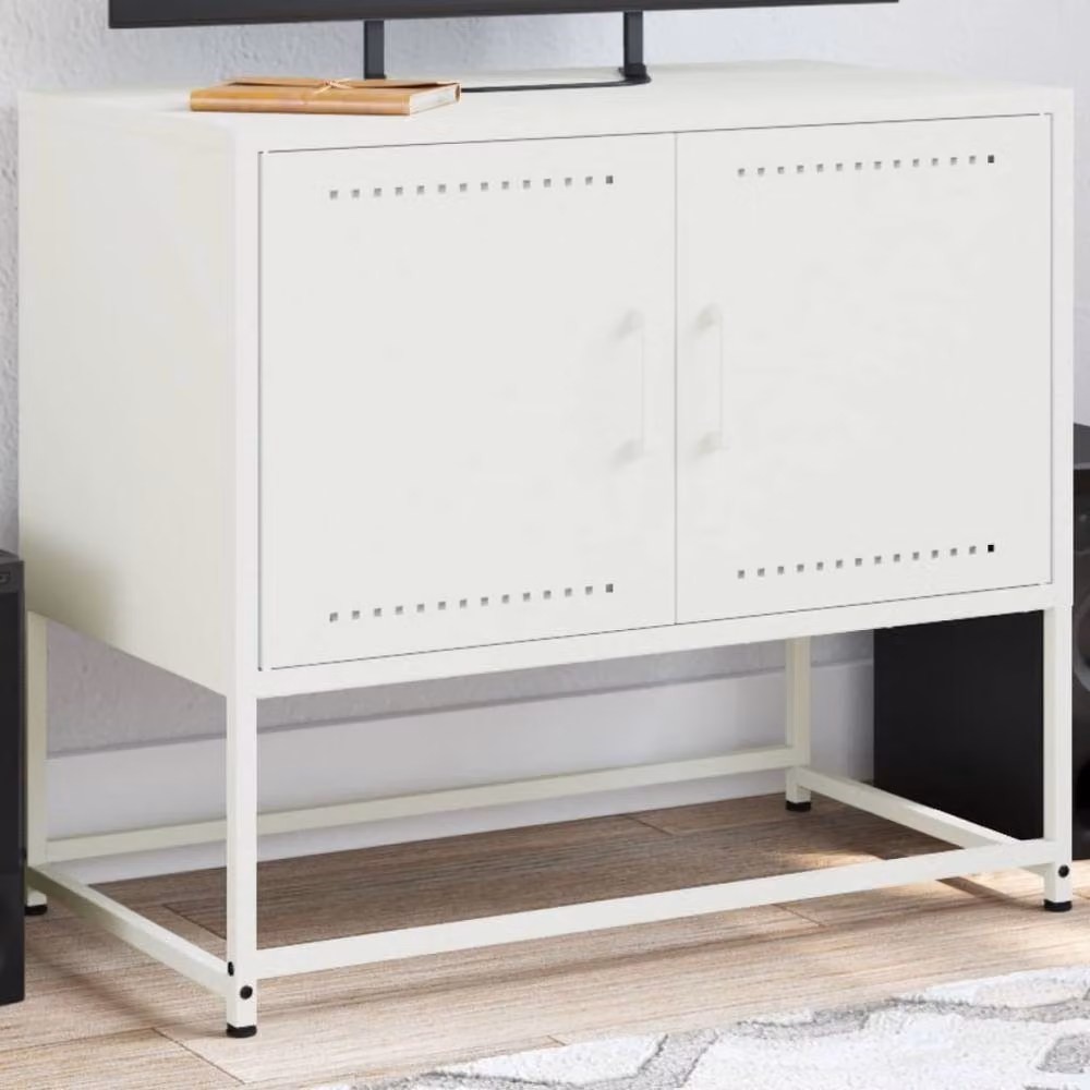 Berkfield Home White Metal TV Cabinet W/D/H: 68.5 x 39 x 60.5 cm – 2