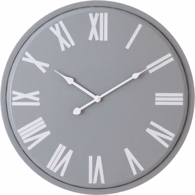 Love Lace Rothay Modern Round Analog Wall Clock in Grey and White, Diameter: 49 cm