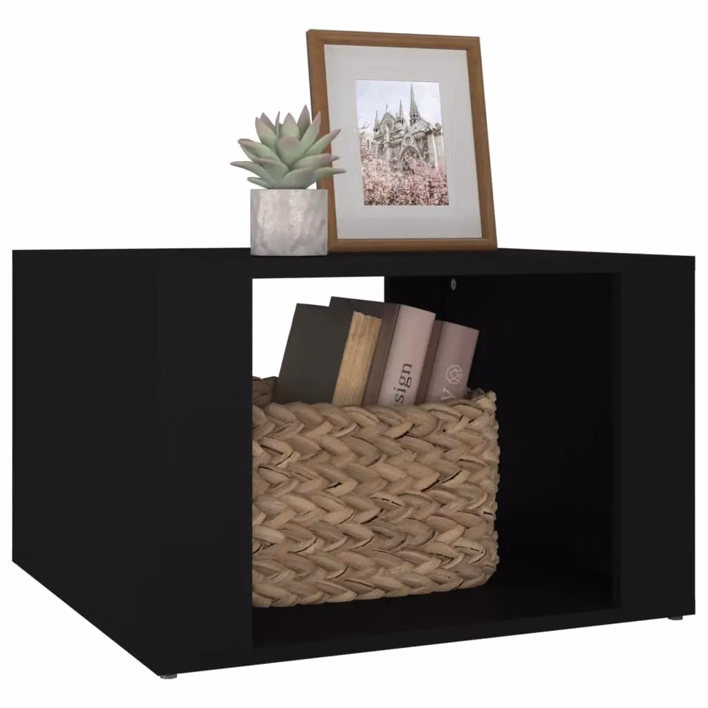 Berkfield Home Black Minimalist Bedside Table in Engineered Wood W/D/H: 57 x 36 x 57 cm – 3