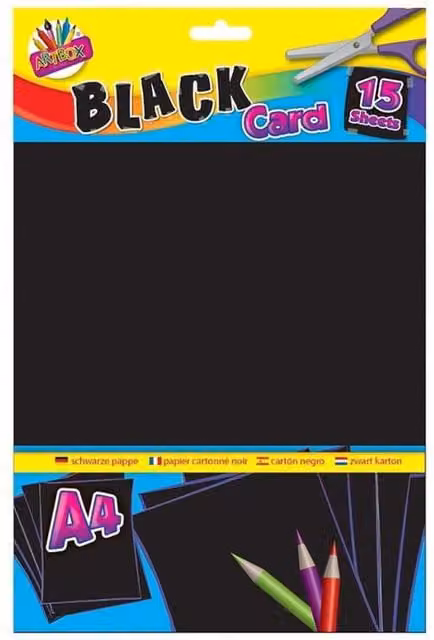 Art Box Pack of 15 Matte Black A4 Construction Paper Sheets for Craft Work