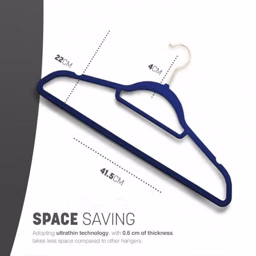 KEPLIN Non-Slip Velvet Flocked Clothes Hangers with Swivel Hook and Space-Saving Design, Blue, 20 Pack – 2